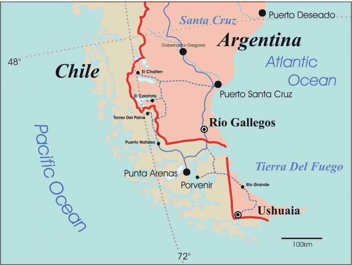 Mapa patagonia, Txile