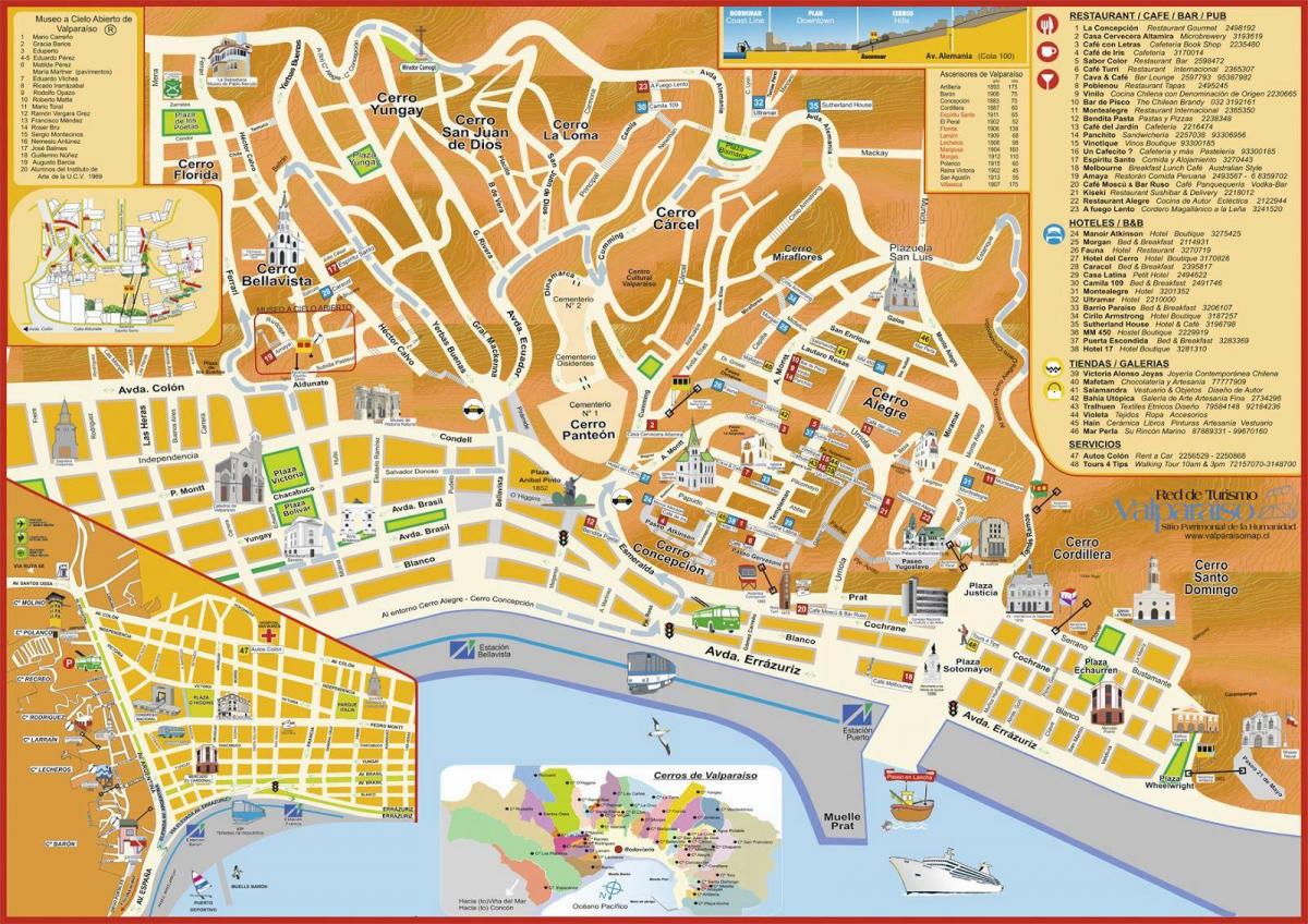 turismo mapa valparaiso, Txile