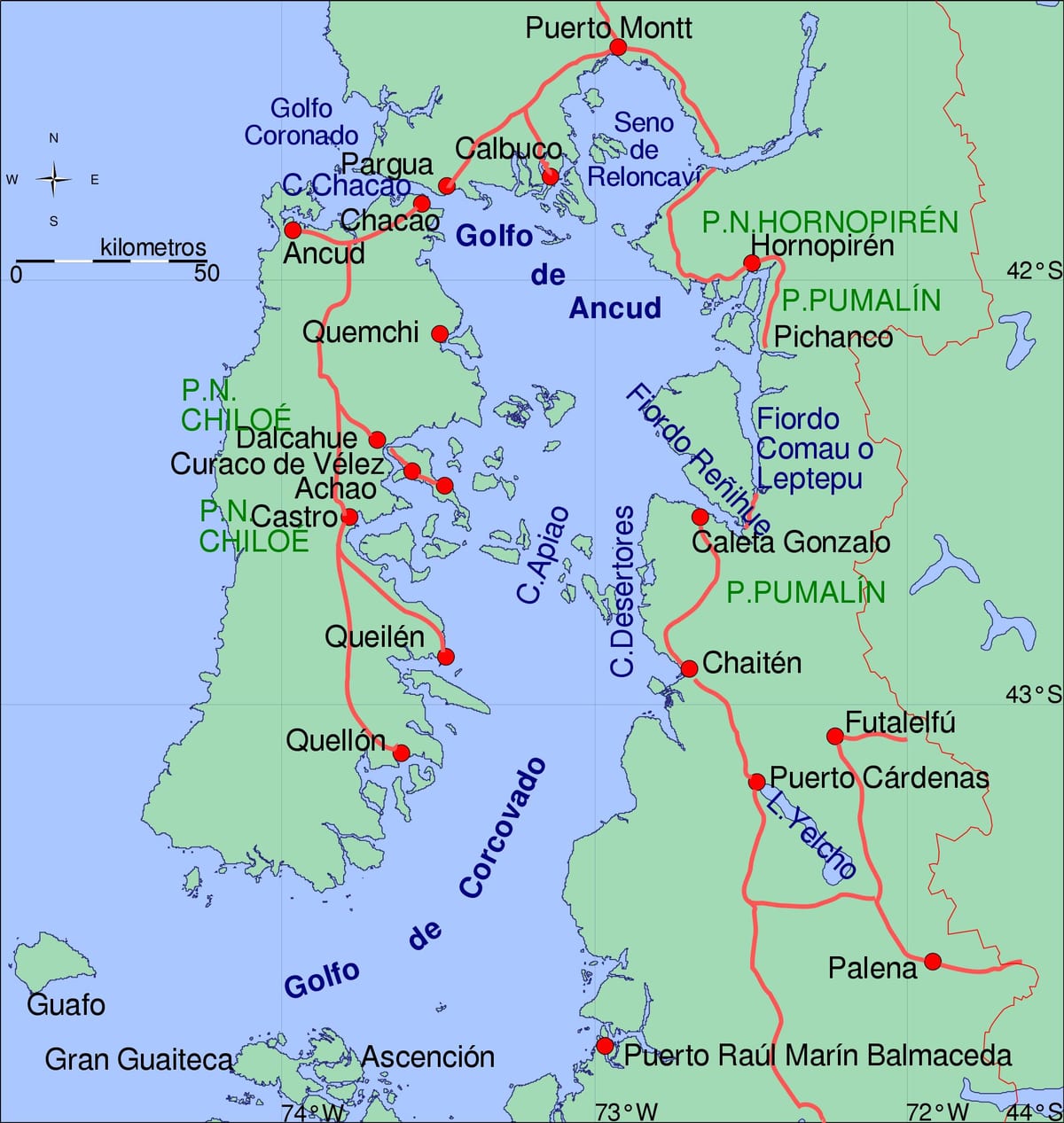 Mapa chiloe Chile