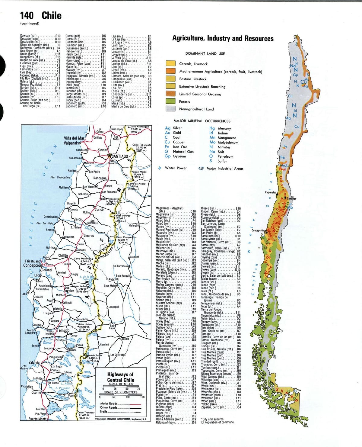 Mapa Txile baliabide naturalak