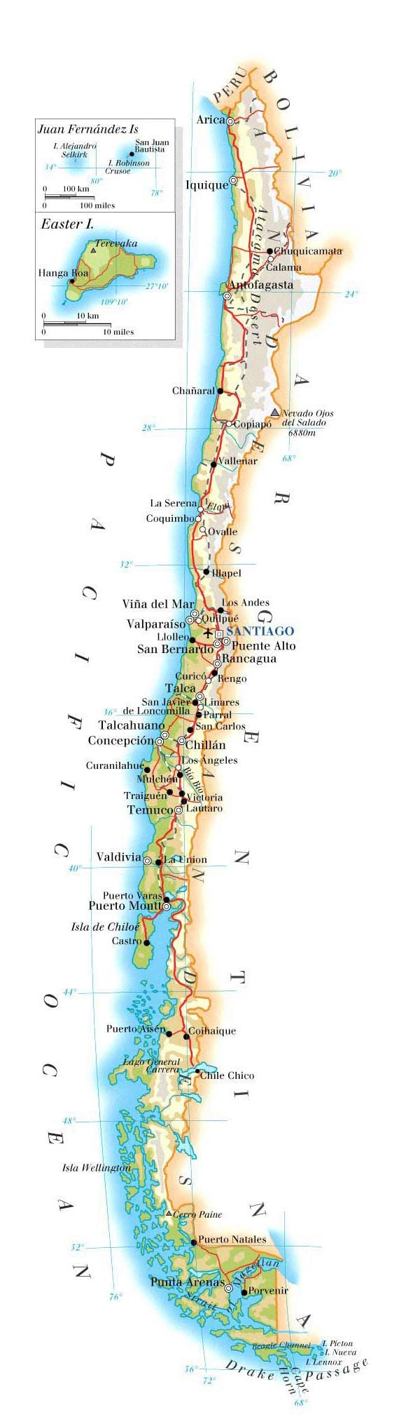 Mapa Txile parke nazionala