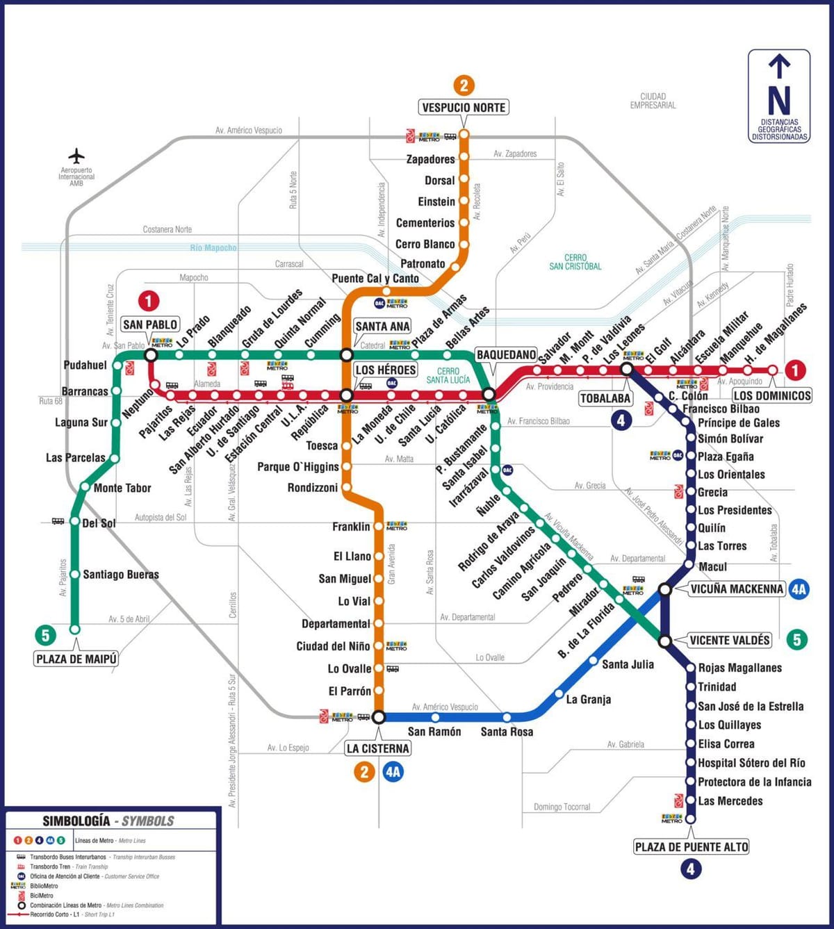 Mapa Txileko metroa