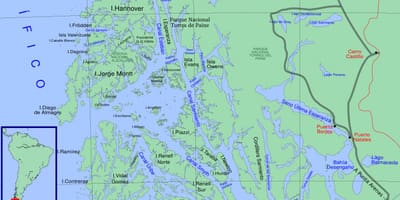Mapa Txileko glaziarrak