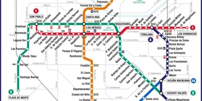 Mapa Txileko metroa